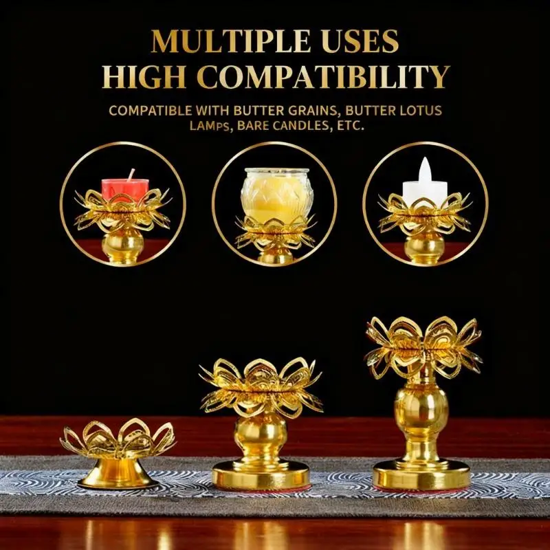 Lighting Decoration For Diwali - 2 ชิ้น ที่วางโคมไฟดอกบัวสีทองสำหรับเทศกาล Diwali โคมไฟทองเหลืองสไตล์อินเดีย ที่วางดอกไม้ประดับ