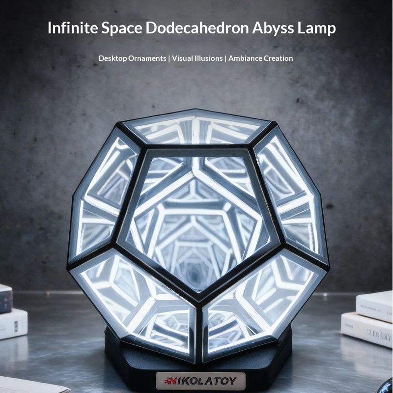Lighting Home Decor Items - นิโคลาทอย โคมไฟ LED รูปทรงโดเดคาเฮดรอน แสงนวลตา ของตกแต่งโต๊ะทำงานสร้างสรรค์