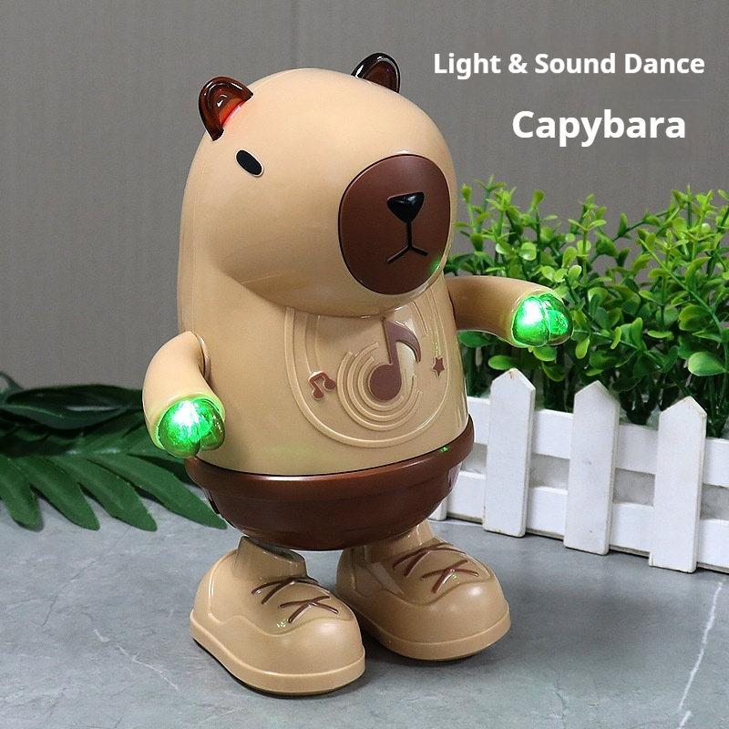 Home Decor Lighting Wholesale - ของเล่นคาปิบาร่าเต้นไฟ LED พร้อมเสียงเพลง เดินได้ แกว่งได้ ปรับความเร็วได้สองระดับ