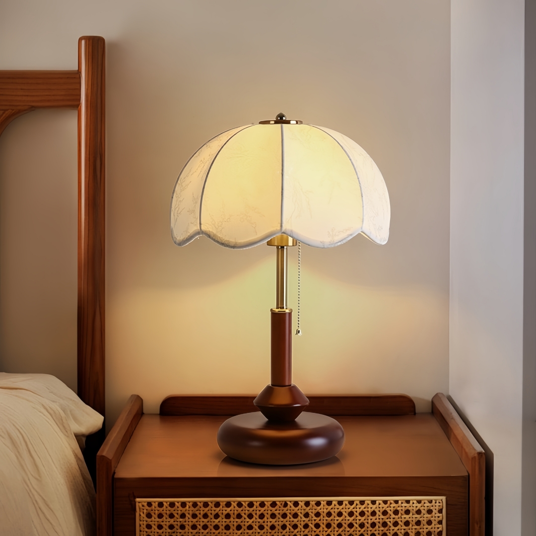 Lighting Decoration For Home - โคมไฟตั้งโต๊ะทรงโดมแบบวินเทจ สำหรับห้องนอน โต๊ะข้างเตียง ห้องทำงาน ทางเข้าบ้าน พร้อมสายดึงแบบเรโทร