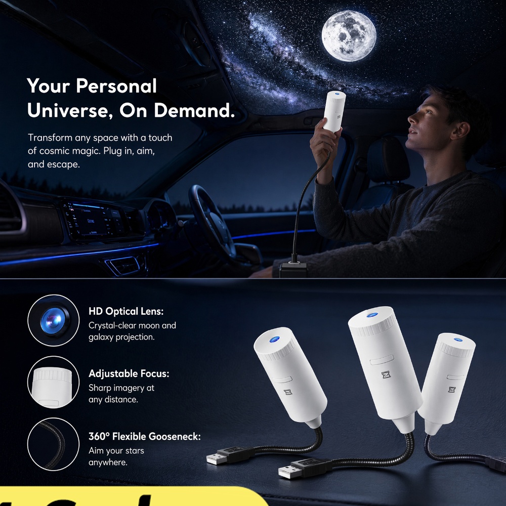 Lighting Decoration For Home - โปรเจคเตอร์ดาวจักรวาลขนาดเล็ก 2-in-1 ไฟกลางคืน ไฟสร้างบรรยากาศภายในบ้าน ตกแต่งห้องนอน รถยนต์