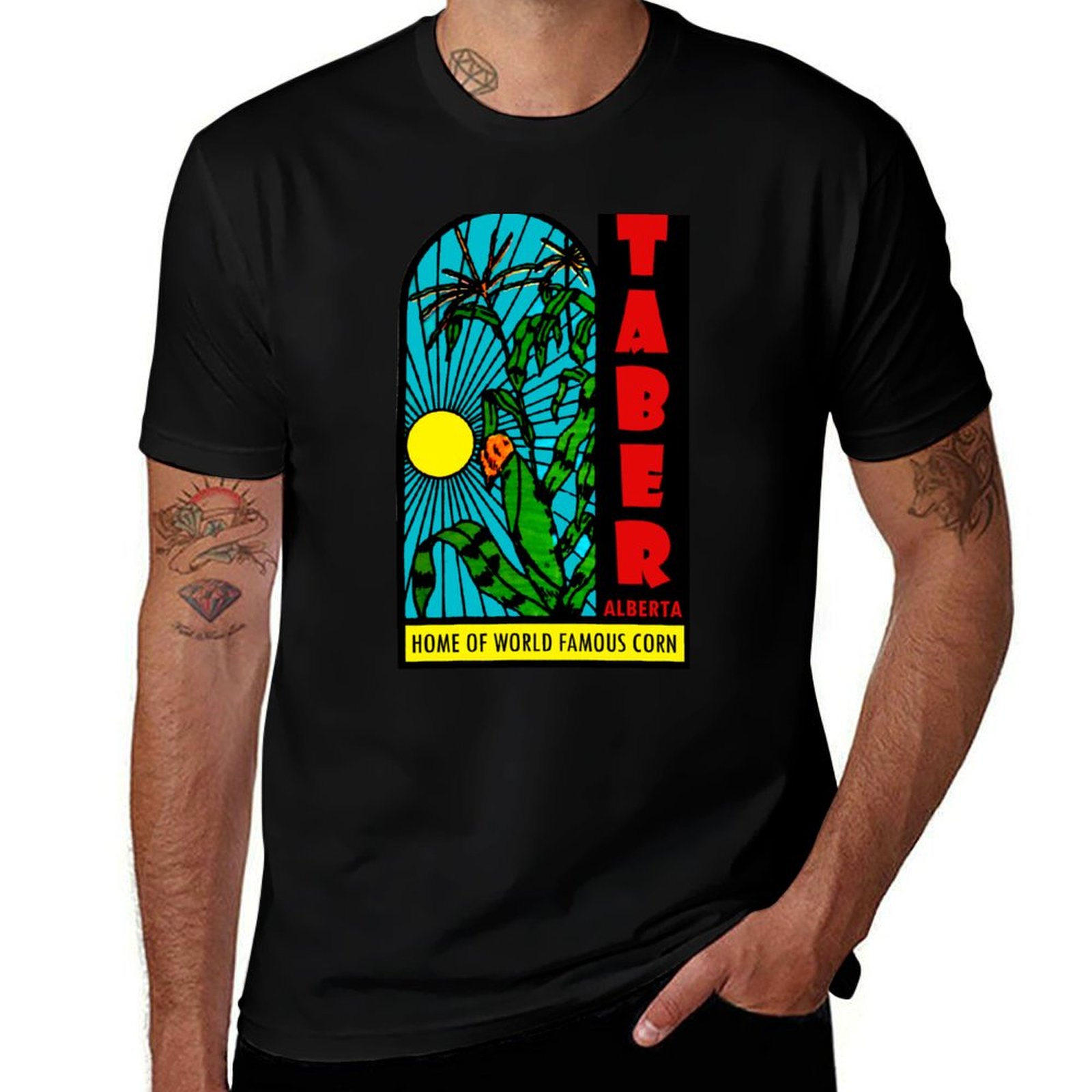 Alberta Lighting & Decor Edmonton Ab - เสื้อยืดแขนสั้นสีอ่อนสไตล์สปอร์ต ลาย Taber Alberta Corn วินเทจ