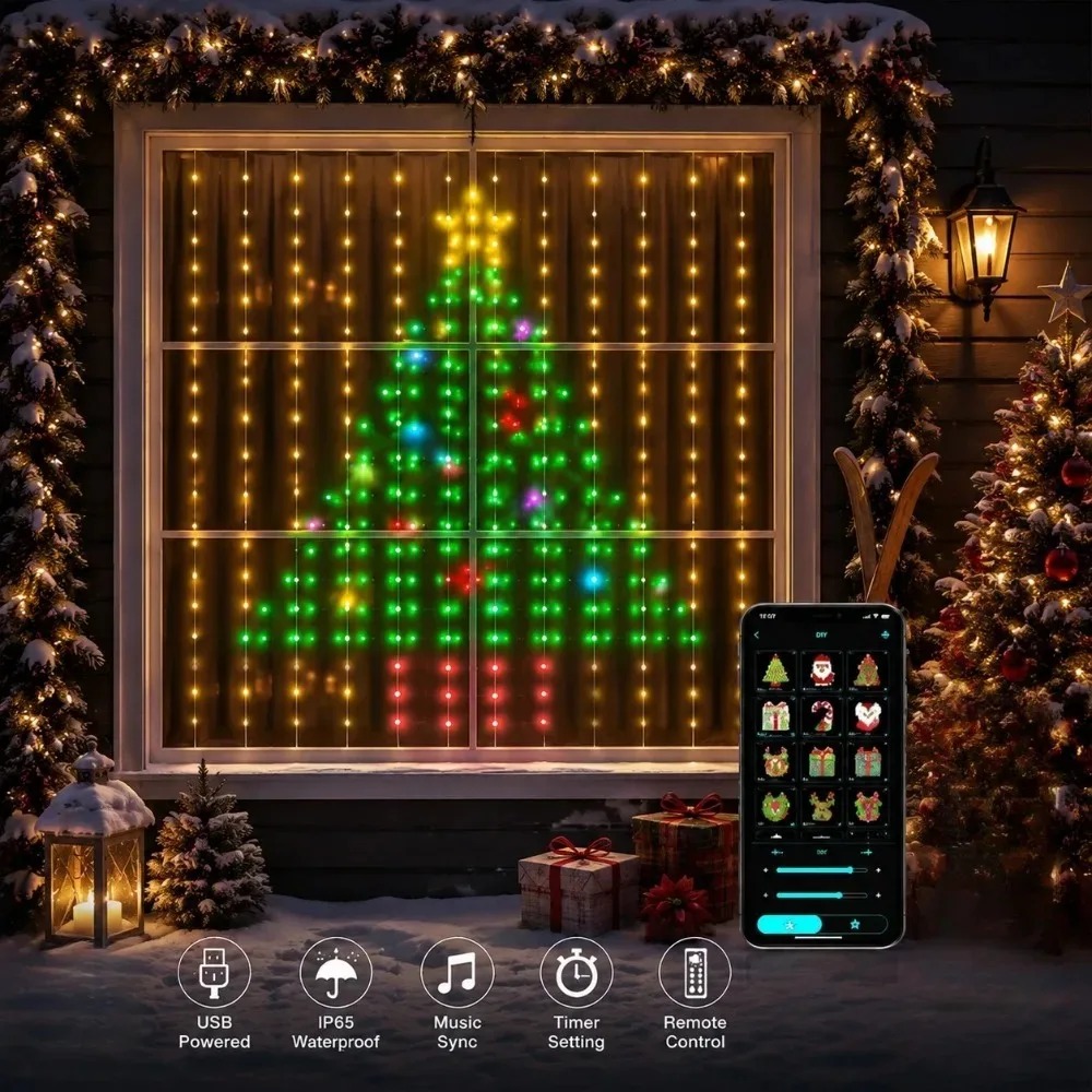 ไฟประดับคริสต์มาสแบบสาย ไฟม่าน - Lighting Decoration For Home บทวิจารณ์และราคา